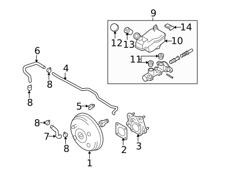 Master Cylinder - Components On Dash Panel for 2011 Nissan Versa #0
