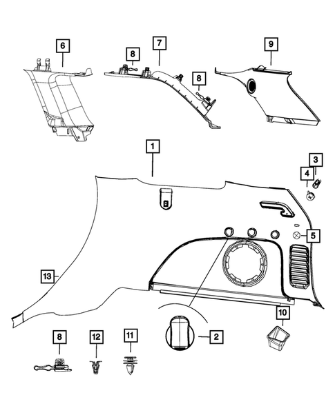 Panels-Moldings-Scuff Plates, Pillar, Cowl, 1/4 Panel Trim and Cargo Covers for 2016 Jeep Grand Cherokee #0
