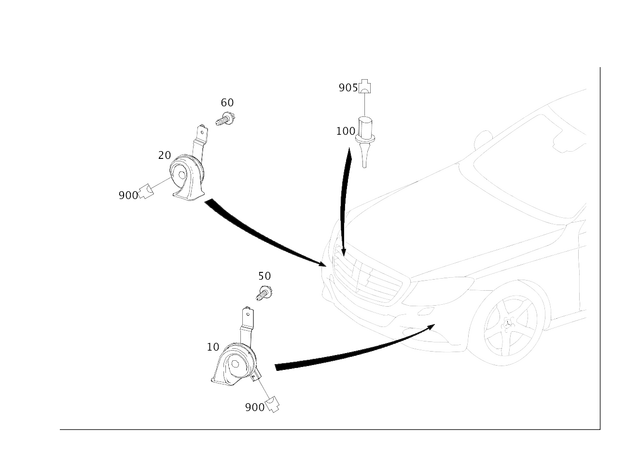 2225400120 - Electrical Equipment and Instruments: Horn for Mercedes-Benz: Maybach S550, Maybach S560, Maybach S600, Maybach S650, S450, S550, S550e, S560, S600, S63 AMG, S65 AMG Image image