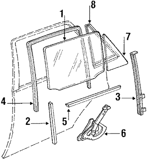 Glass - Rear Door for 1989 Pontiac LeMans #0