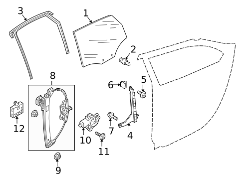 Glass - Rear Door for 2017 Audi A4 Quattro #0