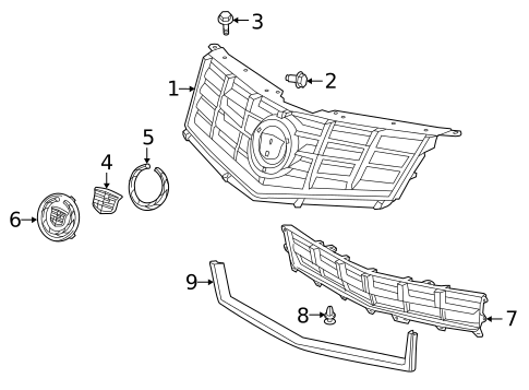 Grille & Components for 2014 Cadillac SRX #0