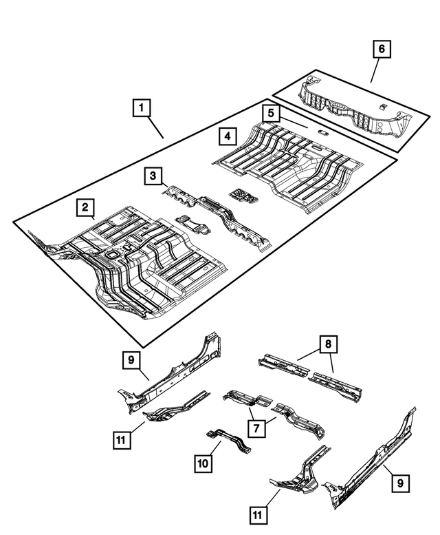 55275553AD - Body Sheet Metal Except Doors: Rear Floor Pan Panel for Mopar Image