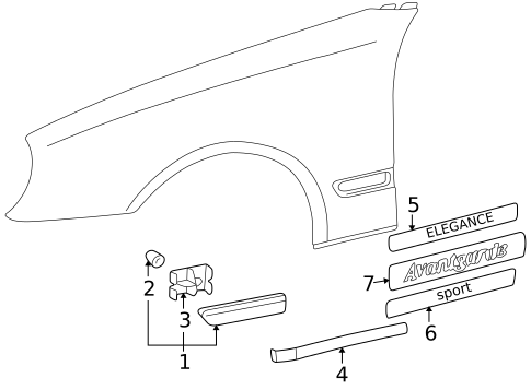 Exterior Trim - Fender for 2002 Mercedes-Benz CLK 55 AMG&reg; #0