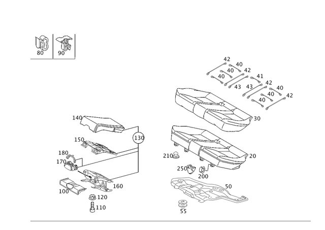 2039201550 - Rear Seat Bench: Padding for Mercedes-Benz: C230, C280, C32 AMG, C350, C55 AMG Image image