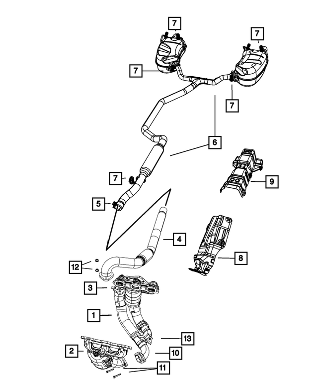 68042142AB - Exhaust: Exhaust And Catalytic Converter Manifold, Right Rear for Mopar Image