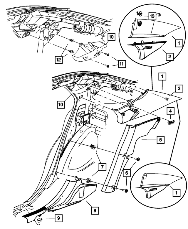 1CJ03DW1AC - Interior Trim: C Pillar Molding, Left for Mopar Image image