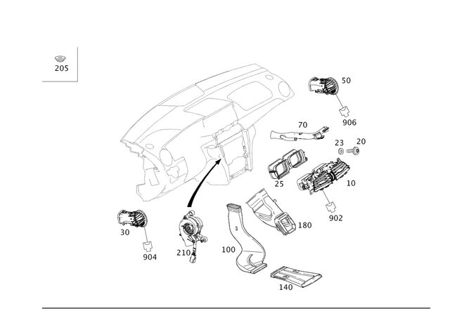 2048308454 - Heating and Ventilation: Air Vent for Mercedes-Benz: C250, C300, C350, C63 AMG Image image