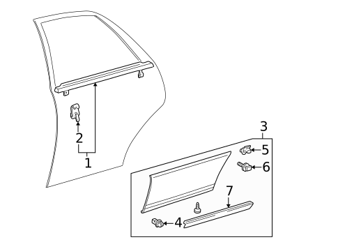 Exterior Trim - Rear Door for 1999 Lexus ES300 #0