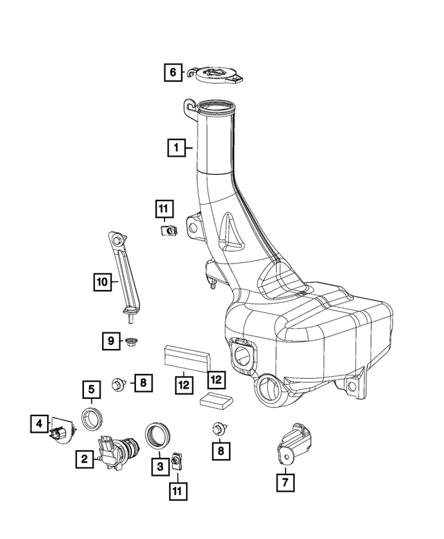 68617758AA - Electrical: Windshield Washer Reservoir for Mopar Image