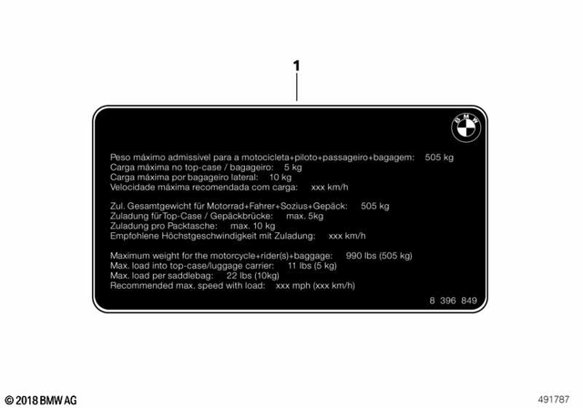 71248396849 - Parts and Accessories for Engine / Chassis: Instruction Notice, Payload - Bra for BMW-Motorrad Image