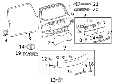 Exterior Trim - Back Door for 2009 Toyota RAV4 #0