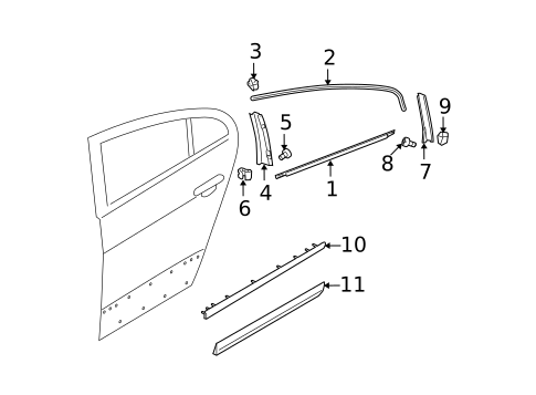 Exterior Trim - Rear Door for 2006 Volkswagen Passat #0
