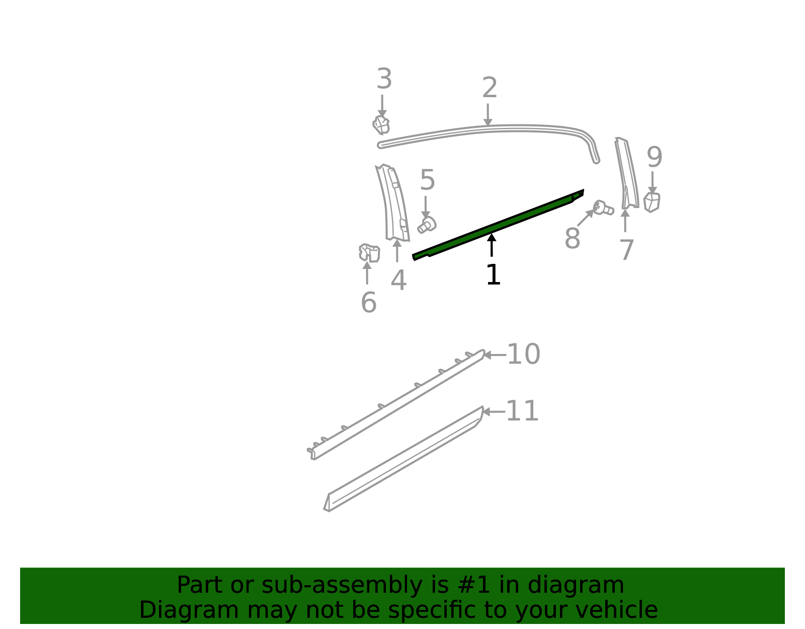 2007 2010 Volkswagen Passat Belt Weather Strip 3C9 839 478 B 5AP VW 2007-2010-volkswagen-passat-belt-weather-strip-3c9-839-478-b-5ap-vw