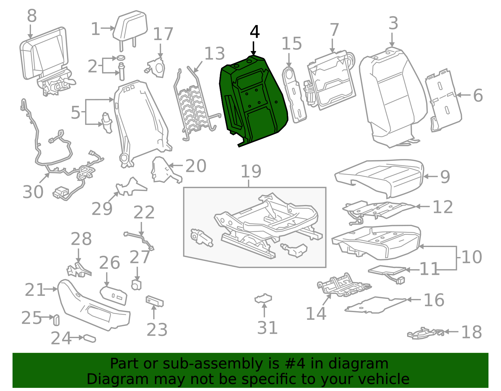 2021-2026 GM Seat Back Pad 84768497 GM | GMPartsDirect.com