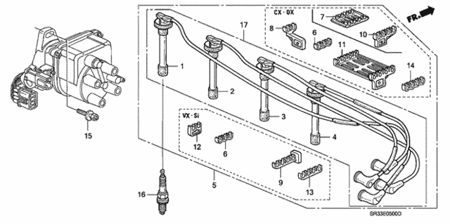 High Tension Cord - Spark Plug for 1995 Honda Civic #0