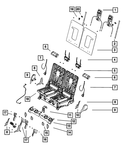 Rear Seats - Third Row Adjusters, Recliners, Shields and Risers for 2024 Dodge Durango #0