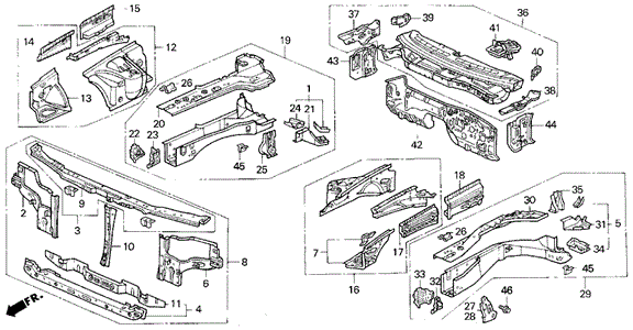 Front Bulkhead for 1993 Acura Vigor #0