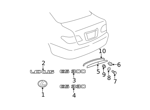 Exterior Trim - Trunk for 2005 Lexus ES330 #0