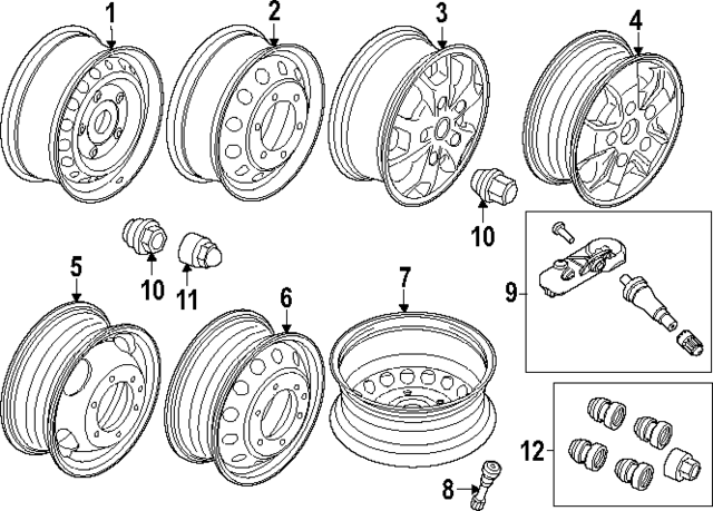 MK4Z1007A - Suspension: Wheel, Alloy for Ford: Transit-150, Transit-250, Transit-350, Transit-350 HD Image