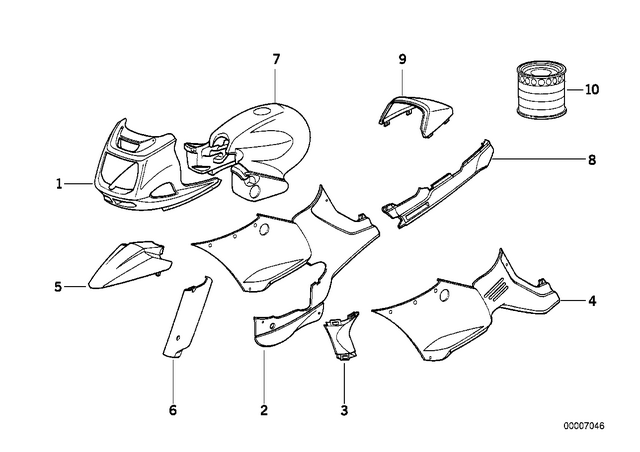 46637666072 - Body Equipment: Lateral Part Right Prime Coated -  for BMW-Motorrad Image