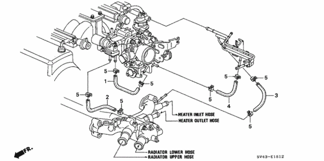Water Hose (V6) for 1995 Honda Accord #0