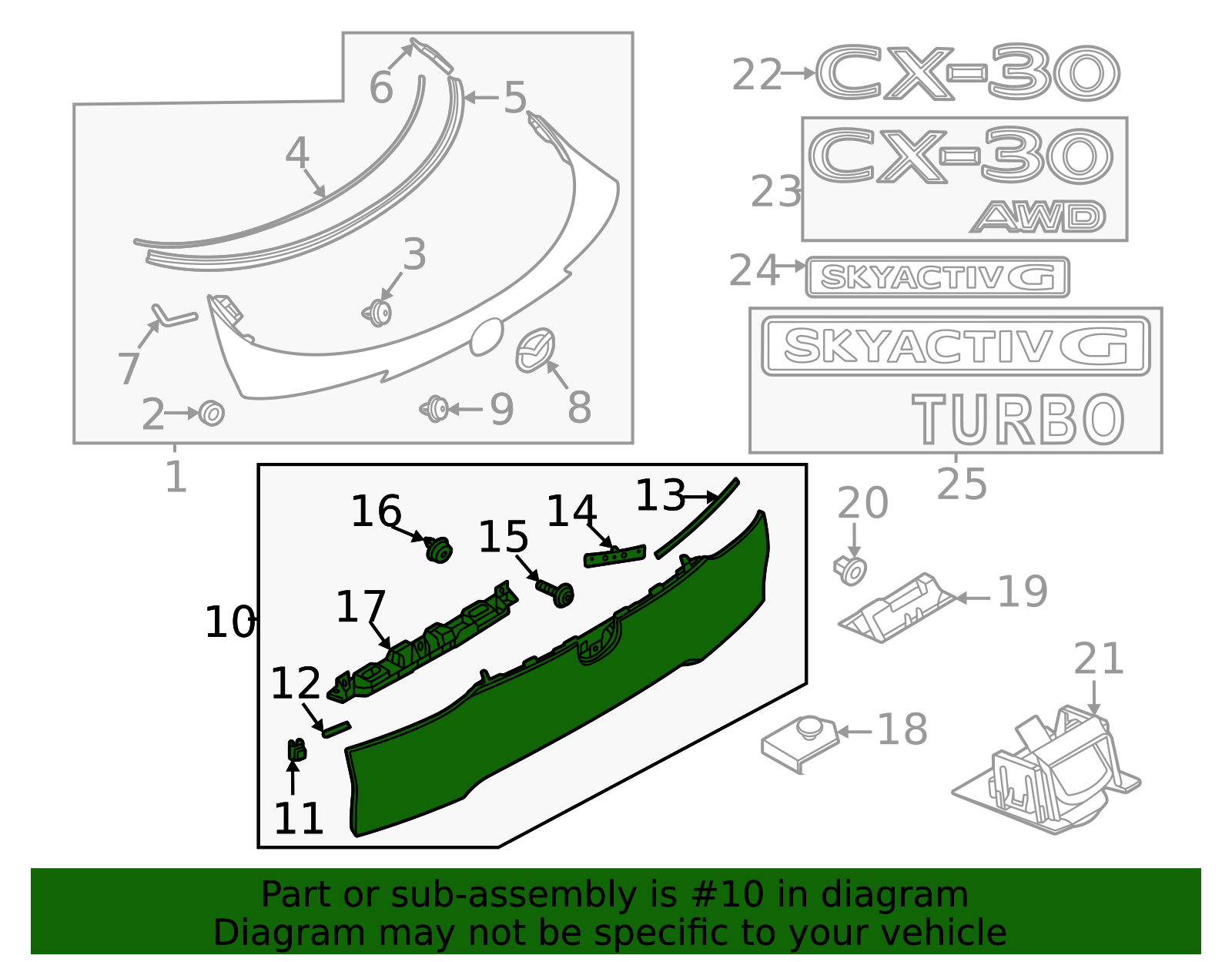 DGJ1-50-850-E4 - Lift-Gate Finish Panel - 2020-2022 Mazda CX-30