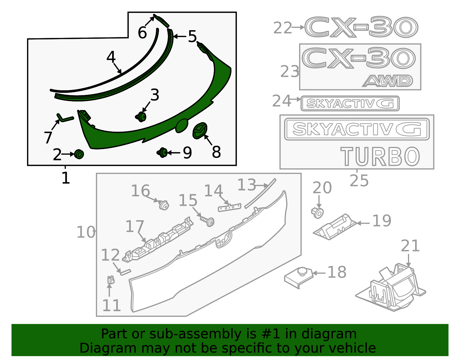 DGH9-50-810A-51 - Lift-Gate Finish Panel - 2020-2025 Mazda CX-30