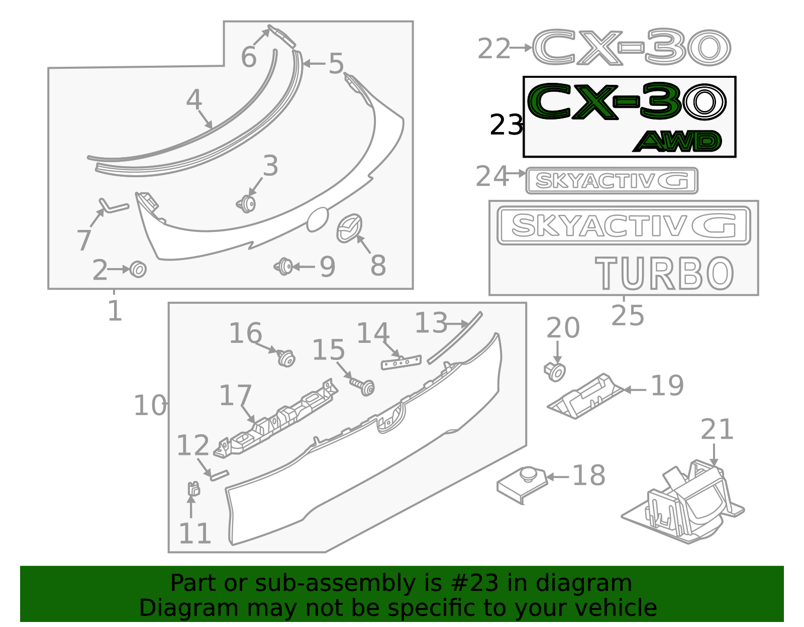 2020-2025 Mazda CX-30 Nameplate DFS8-51-720 | TascaParts.com