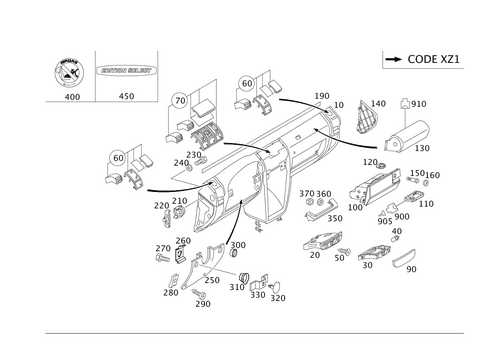 Instrument Panel and Gloves Compartment Box with Passenger Air Bag for 2014 Mercedes-Benz G550 #0