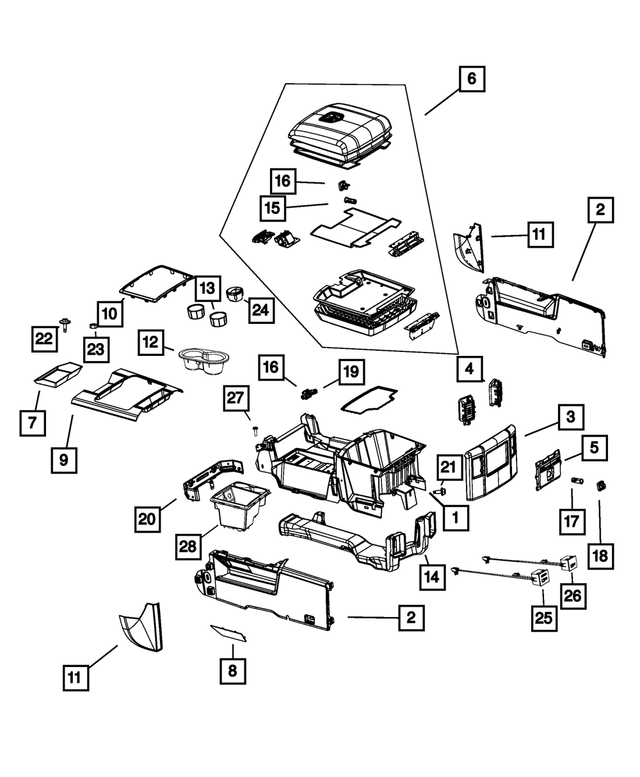 5MZ87DX9AA - Interior Trim: Base Console for Mopar Image image