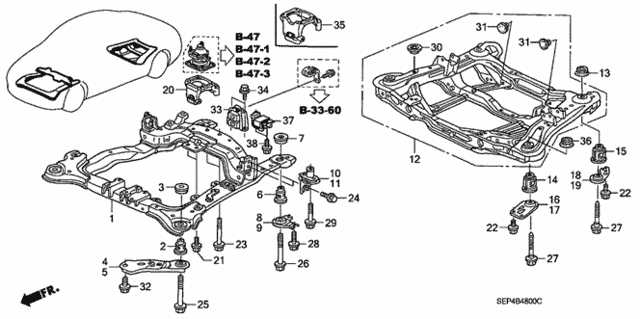 Front Beam - Rear Beam for 2005 Acura TL #0