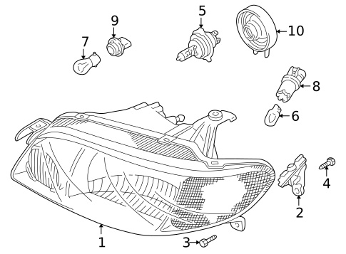 Headlamp Components for 2003 Mazda Protege #0