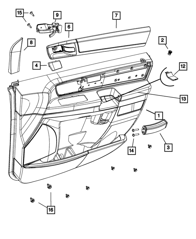 1YK17DX9AA - Interior Trim: Front Door Trim Panel, Left for Mopar Image