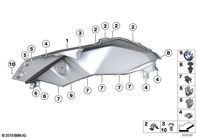 46638403899 - Frame and Mounting Parts: Lateral Trim Panel Left - Rohteil/blank for BMW-Motorrad Image image