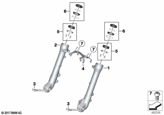 31428350900 - Front Axle, Front Suspension: Slider Tube Right -  for BMW-Motorrad Image