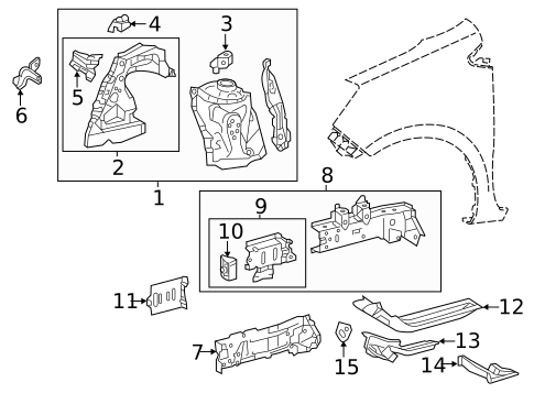 Structural Components & Rails for 2012 Toyota Prius C #0