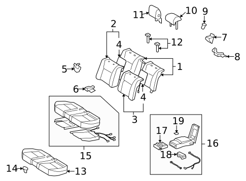 Rear Seat Components for 2010 Lexus LS600h #1