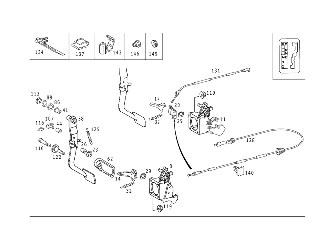 9950577 - Pedal Assembly: Line Fastener for Mercedes-Benz: 180C, 300CE, 300SL, 400E, 400SE, 400SEL, 500E, 500SEC, 500SEL, 500SL, 600SEL, 600SL, C220, C230, C240, C280, C32 AMG, C320, C350, C43 AMG, C55 AMG, CL500, CL55 AMG, CLK320, CLK430, CLK500, CLK55 AMG, E420, E430, R320, R350, R500, S420, S430, S55 AMG, SL320 Image image
