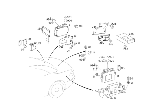 Control Modules and Relays in Load Compartment for 2006 Mercedes-Benz SL600 #0