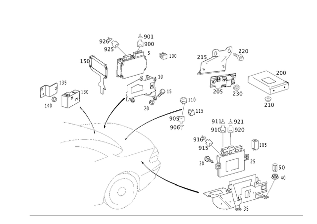 2305401045 - Electrical Equipment and Instruments: Control Unit for Mercedes-Benz: SL500, SL55 AMG, SL550, SL600, SL63 AMG, SL65 AMG, SLR McLaren Image image