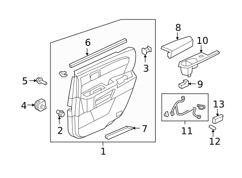 Interior Trim - Rear Door for 2015 Honda Pilot #1