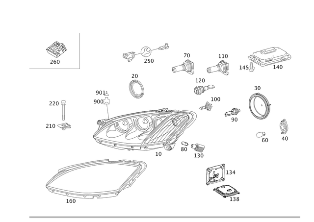 2218204461 - Electrical System: Lamp Unit for Mercedes-Benz: 300S, S400, S600, S63 AMG Image image