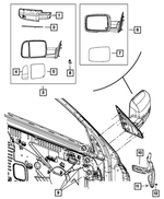 68545766AA - Doors, Door Mirrors and Related Parts: Outside Rearview Mirror, Right for Mopar Image