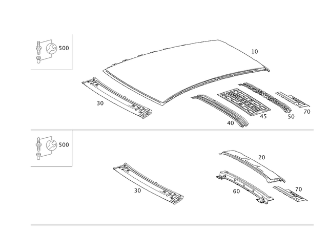 1566500100 - Roof: Reinforcement for Mercedes-Benz: A220, A35 AMG, GLA250 Image image
