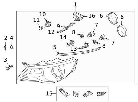 Headlamp Components for 2010 Volkswagen Tiguan #1