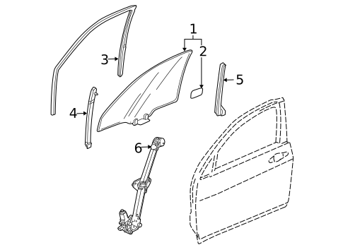Glass - Front Door for 2012 Acura TL #0