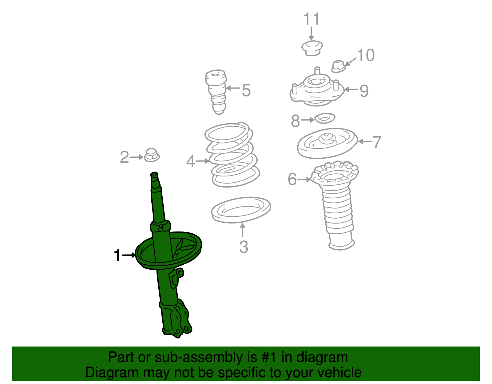 Genuine Toyota Strut part# 48510-8Z297 for 2017-2019 Toyota