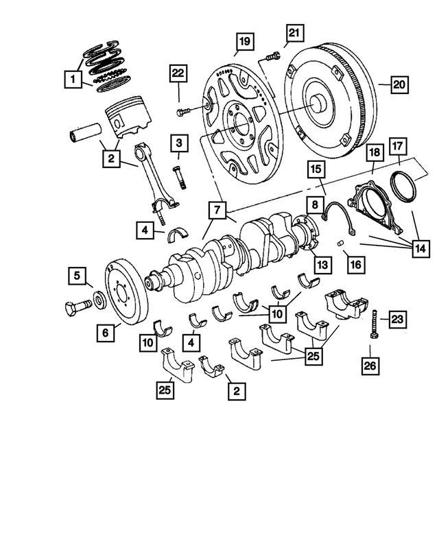 68102977AB - Engine 5.7L Eight Cylinder [EZB]: Crankshaft Bearing Package for Mopar Image