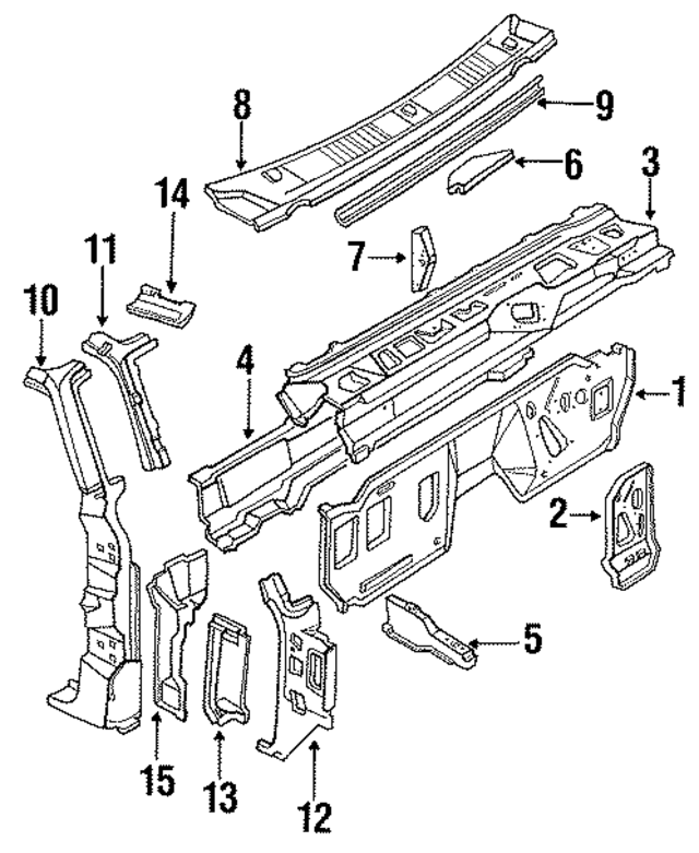 F1TZ1501610A - Body: Dash Panel for Ford: Bronco, F-150, F-250, F-350, F-Super Duty Image